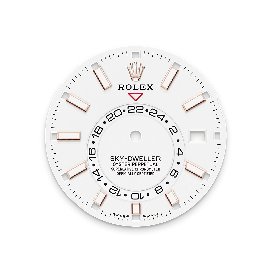 Rolex Sky-Dweller in Everose gold with a Intense white dial, fluted bezel, and Jubilee bracelet, m336935-0007 - AH Riise