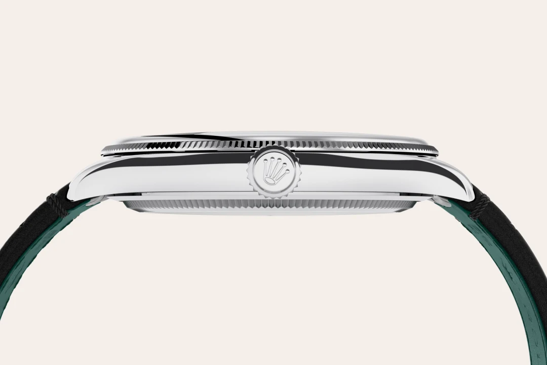 Rolex 1908 in platinum with an ice bleu dial, and leather bracelet, M52506-0003 - AH Riise