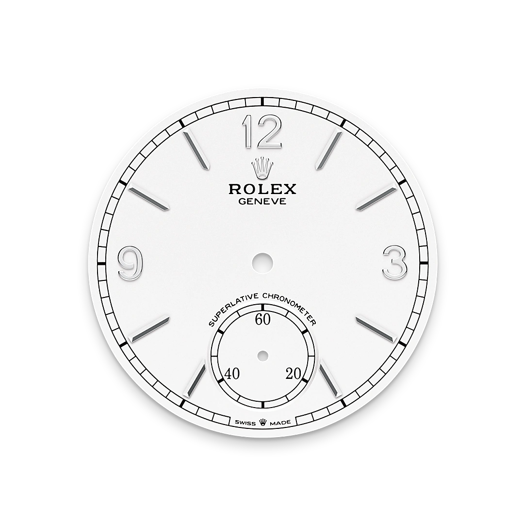 Rolex 1908 in white gold with an Intense white dial, domed and fluted bezel, and leather bracelet, m52509-0005 - AH Riise