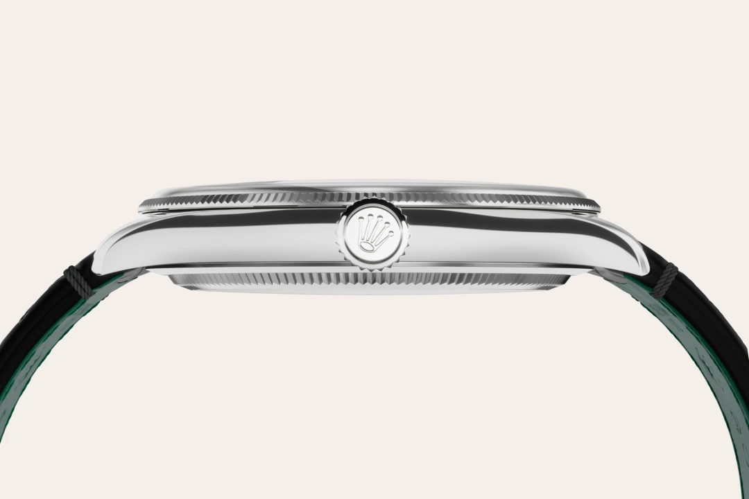 Rolex 1908 in white gold with an Intense white dial, domed and fluted bezel, and leather bracelet, m52509-0005 - AH Riise