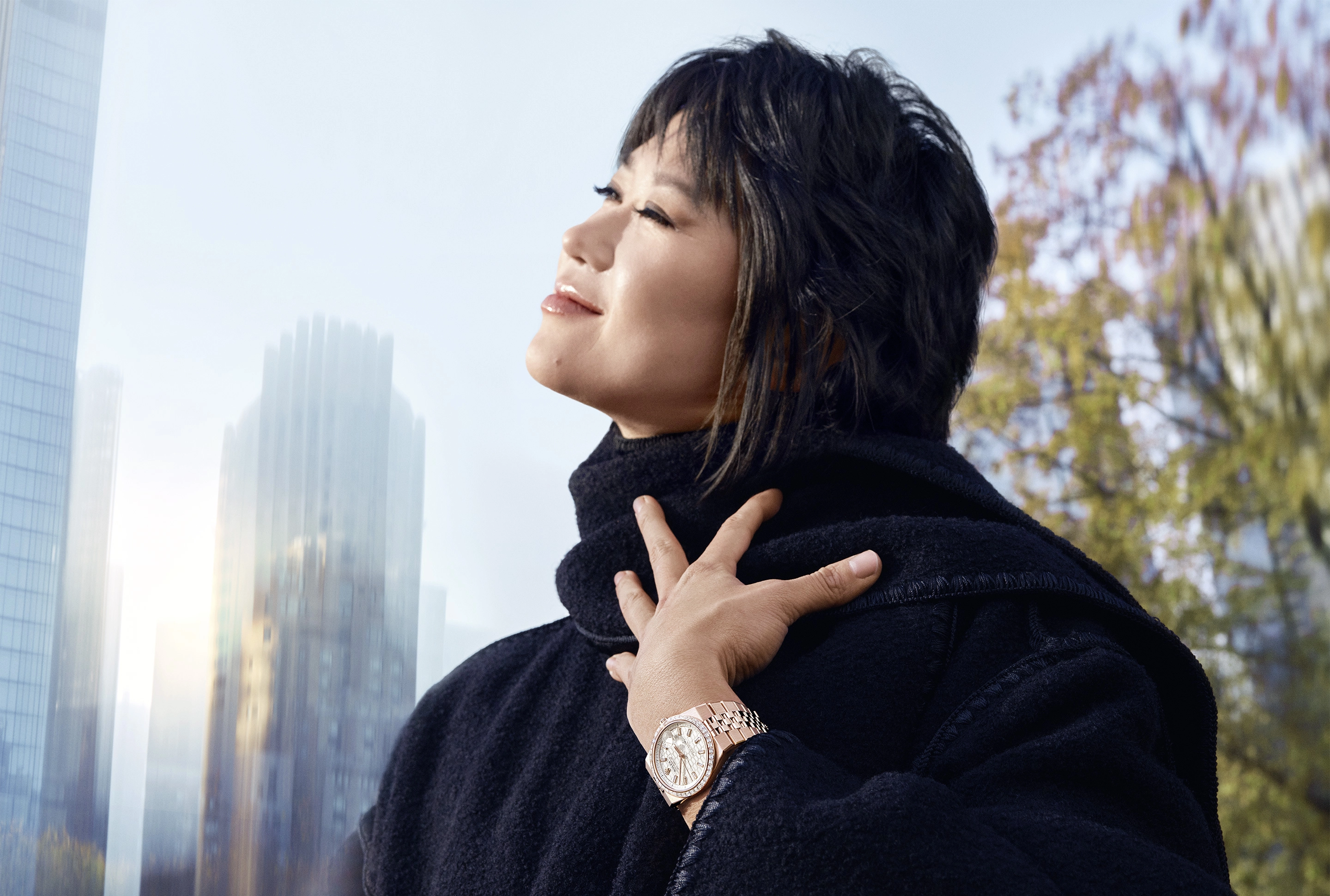 Rolex Testimonee Yuja Wang wearing a Land-Dweller watch in a city setting - AH Riise Rolex Boutique St. Thomas Rolex Testimonee Yuja Wang wearing a Land-Dweller watch in a city setting - AH Riise Rolex Boutique St. Thomas