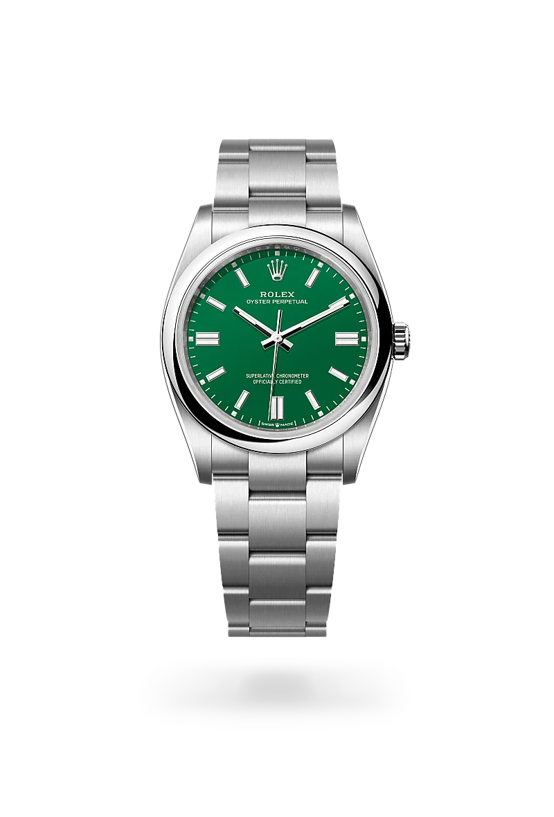 Rolex Oyster Perpetual 36 in Oystersteel with a Green dial, domed  bezel, and Oyster bracelet - AH Riise