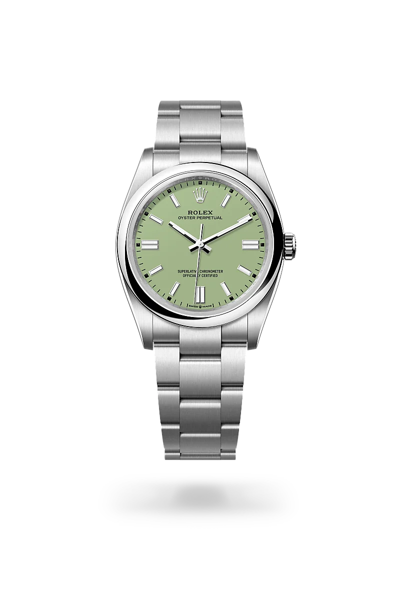 Rolex Oyster Perpetual 36 in Oystersteel with a Pistachio dial, domed  bezel, and Oyster bracelet - AH Riise