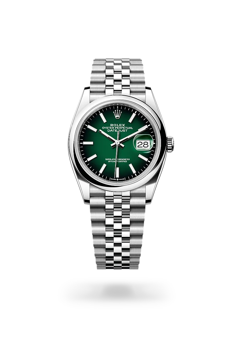 Rolex Datejust 36 in Oystersteel with a Green ombré dial, domed bezel, and Jubilee bracelet - AH Riise