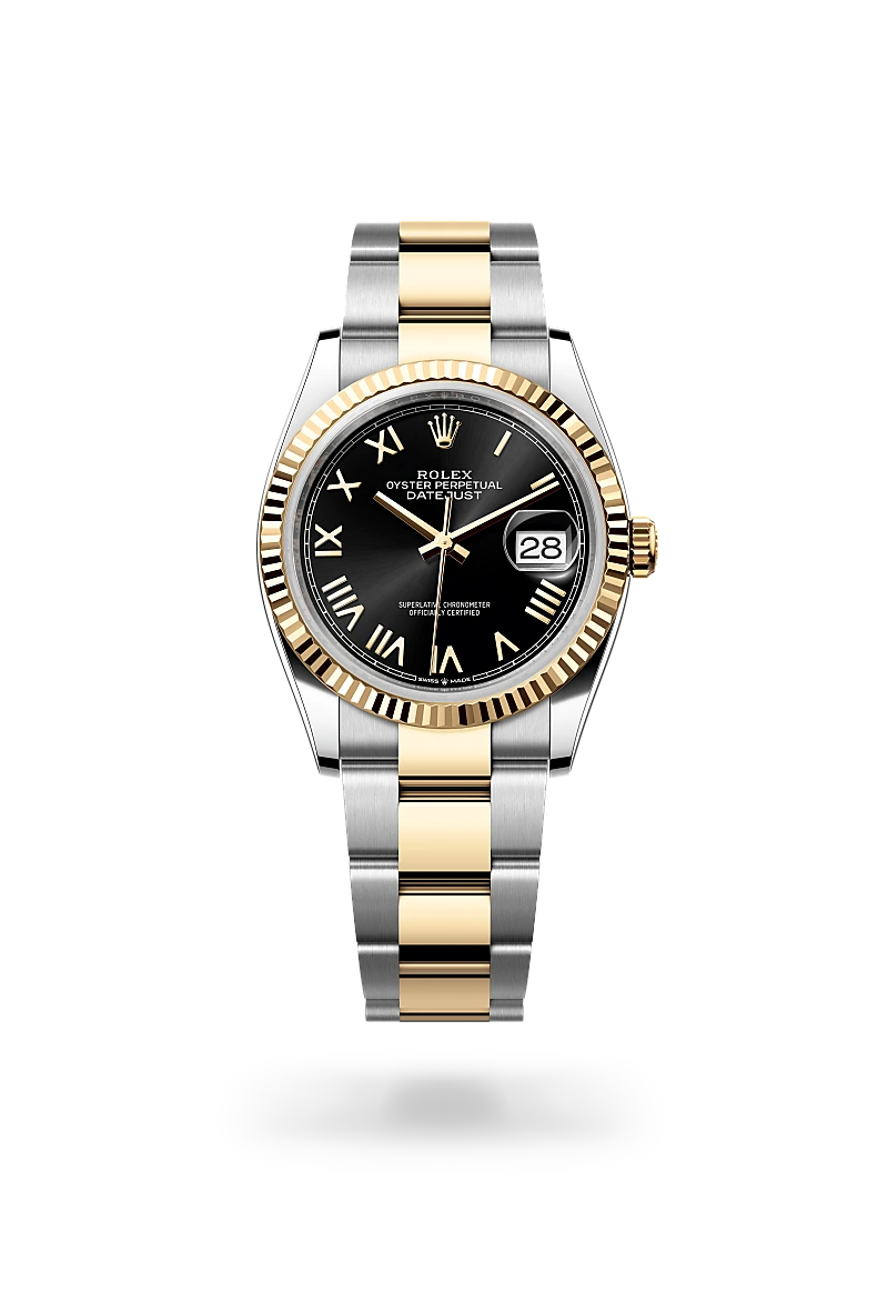 Rolex Datejust 36 in Oystersteel and yellow gold with a Bright black dial, and Oyster bracelet - AH Riise