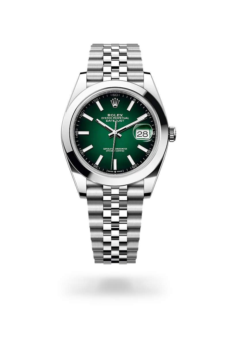 Rolex Datejust 41 in Oystersteel with a Green ombré dial, smooth bezel, and Jubilee bracelet - AH Riise Rolex Datejust 41 in Oystersteel with a Green ombré dial, smooth bezel, and Jubilee bracelet - AH Riise