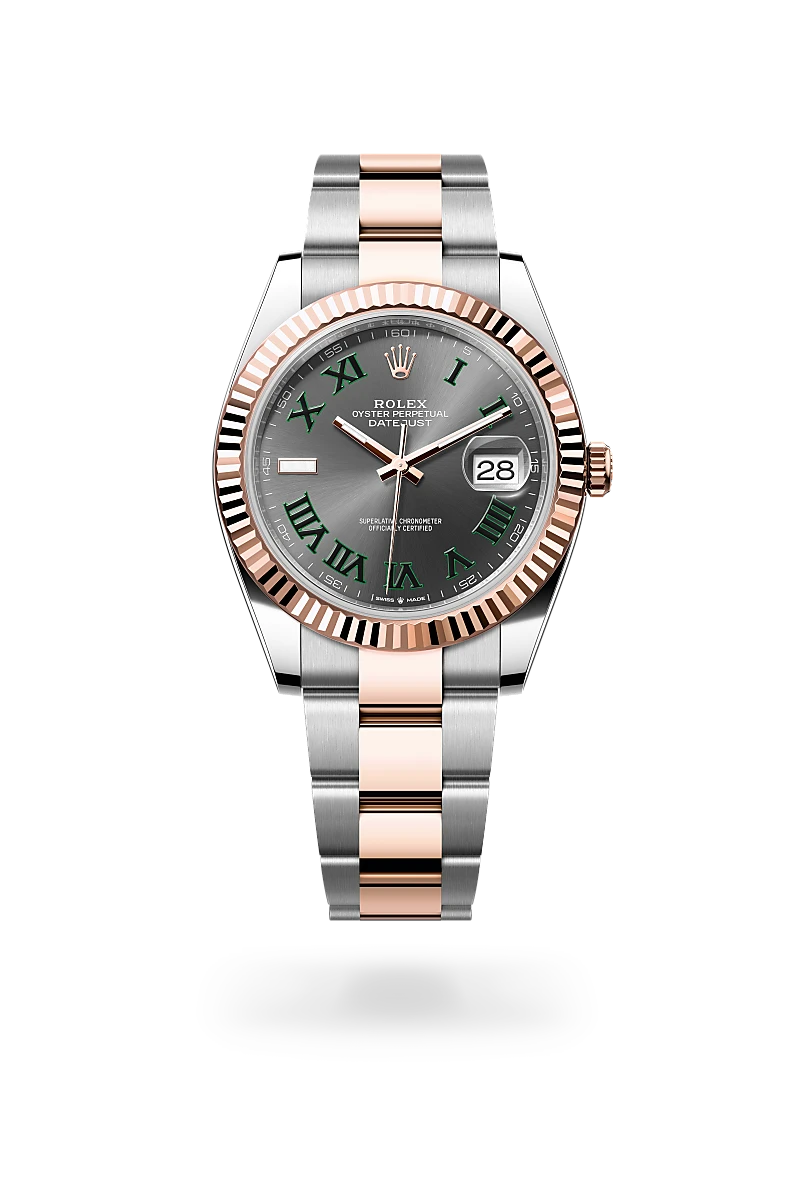 Rolex Datejust 41 in Oystersteel and Everose gold with a Slate, fluted bezel, and Oyster bracelet - AH Riise Rolex Datejust 41 in Oystersteel and Everose gold with a Slate, fluted bezel, and Oyster bracelet - AH Riise