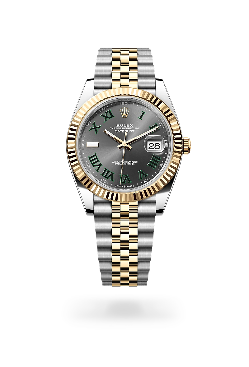 Rolex Datejust 41 in Oystersteel and yellow gold with a Slate dial, fluted bezel, and Jubilee bracelet - AH Riise Rolex Datejust 41 in Oystersteel and yellow gold with a Slate dial, fluted bezel, and Jubilee bracelet - AH Riise
