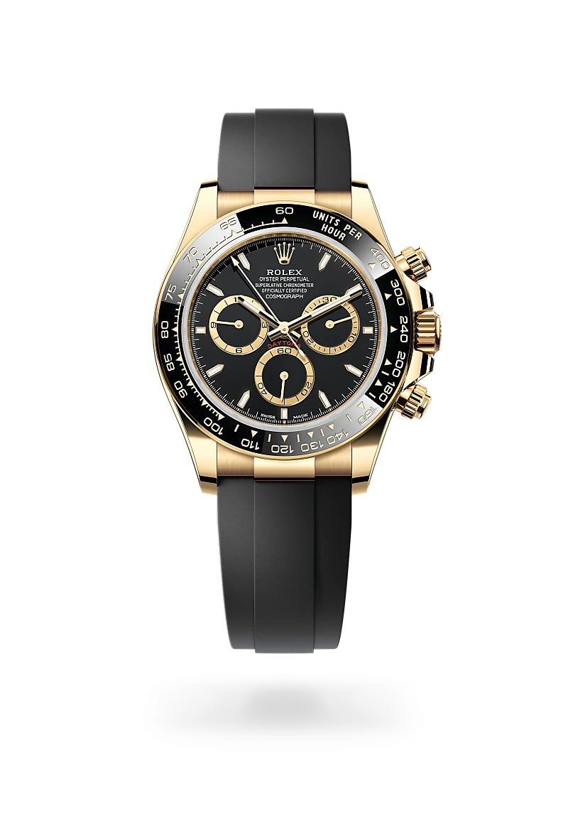 Rolex Cosmograph Daytona in yellow gold with a black dial, and Oysterflex bracelet - AH Riise