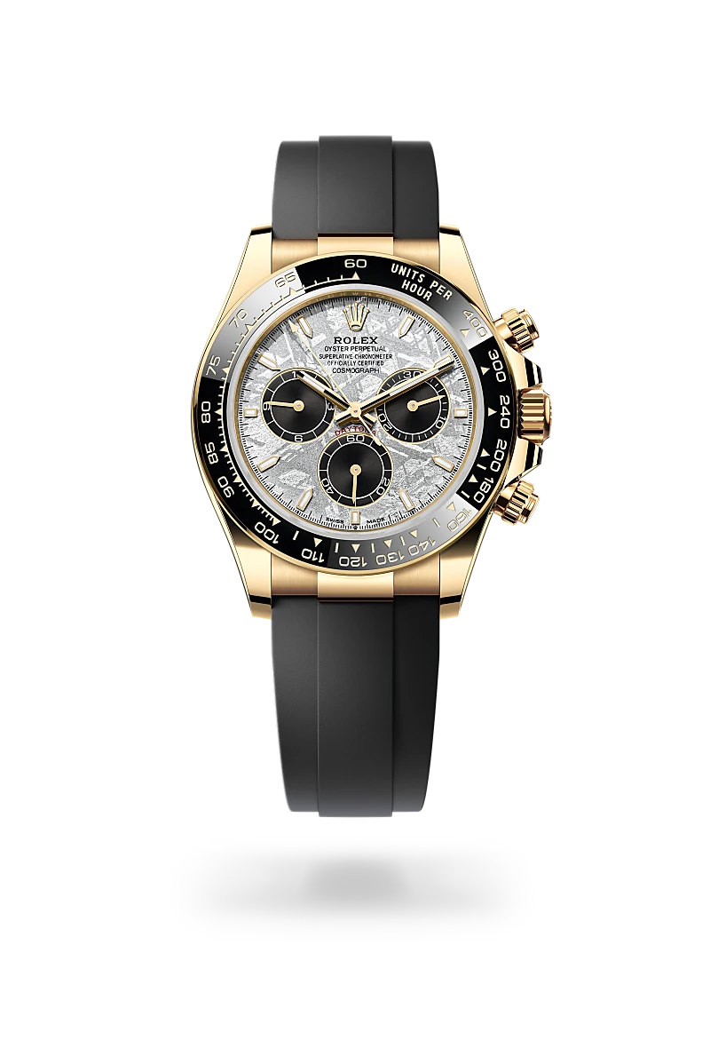 Rolex Cosmograph Daytona in yellow gold with a Meteorite and black dial, and Oysterflex bracelet - AH Riise