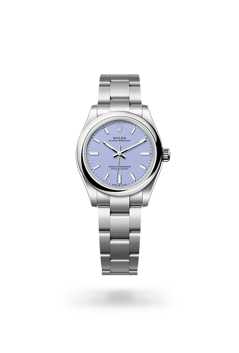 Rolex Oyster Perpetual 31 in Oystersteel with a Lavender dial, domed  bezel, and Oyster bracelet - AH Riise