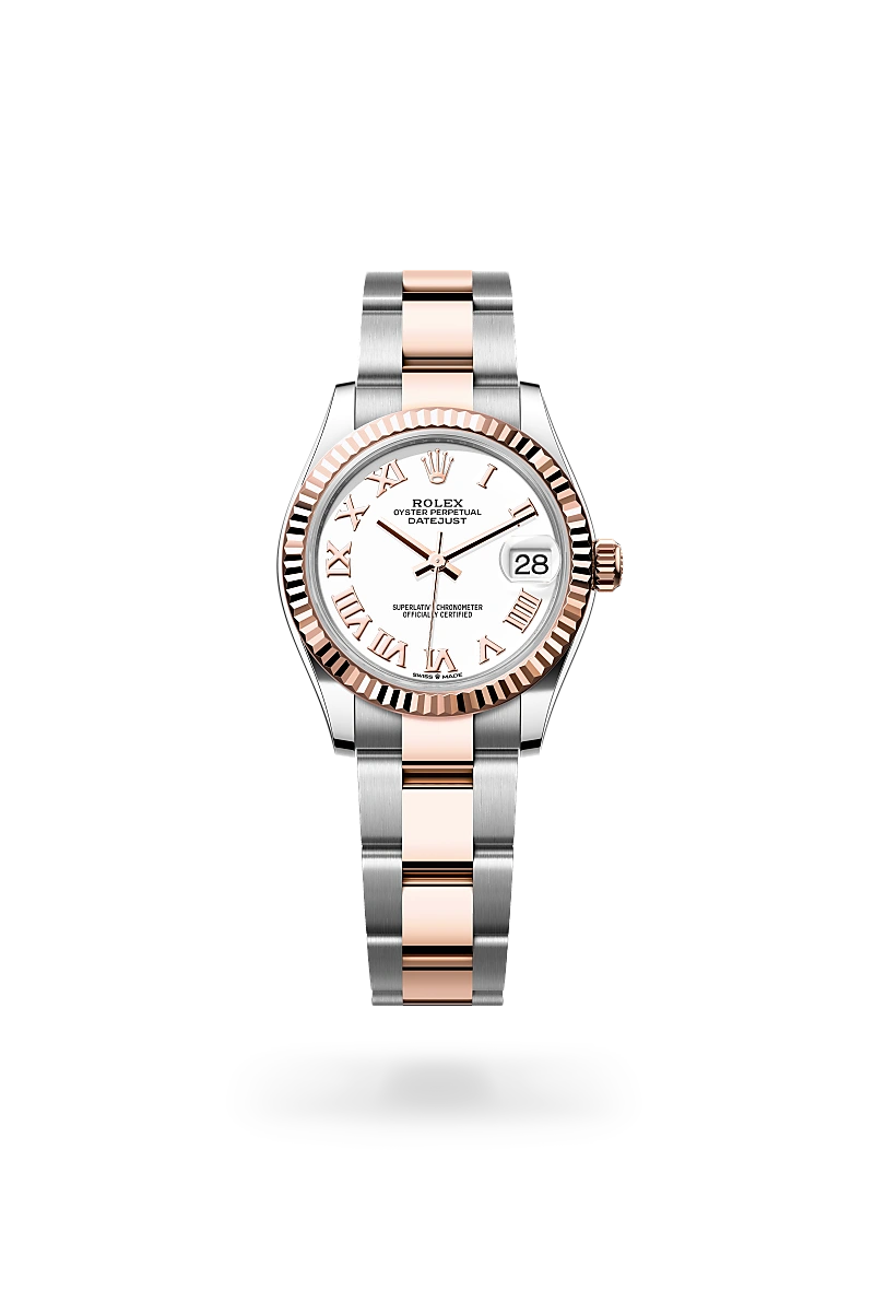 Rolex Datejust 31 in Oystersteel and Everose gold with a White dial, fluted bezel, and Oyster bracelet - AH Riise Rolex Datejust 31 in Oystersteel and Everose gold with a White dial, fluted bezel, and Oyster bracelet - AH Riise