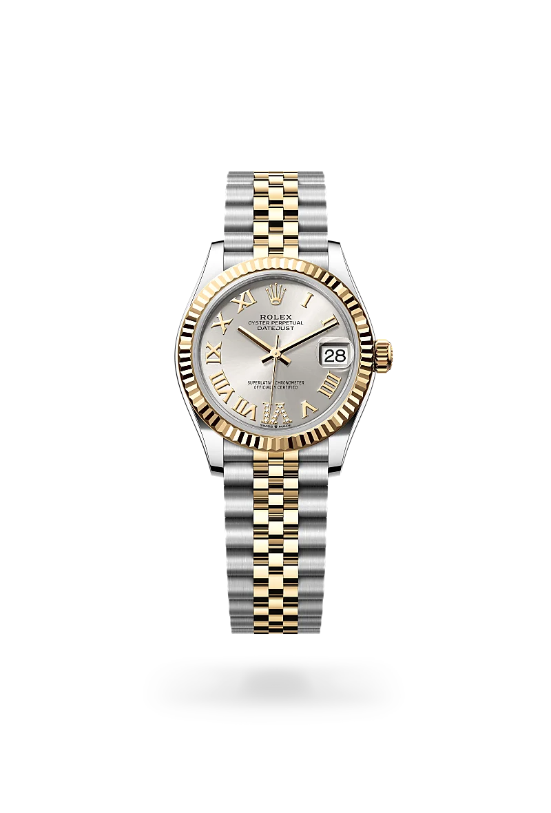 Rolex Datejust 31 in Oystersteel and yellow gold with a Silver dial set with diamonds, fluted bezel, and Jubilee bracelet - AH Riise Rolex Datejust 31 in Oystersteel and yellow gold with a Silver dial set with diamonds, fluted bezel, and Jubilee bracelet - AH Riise