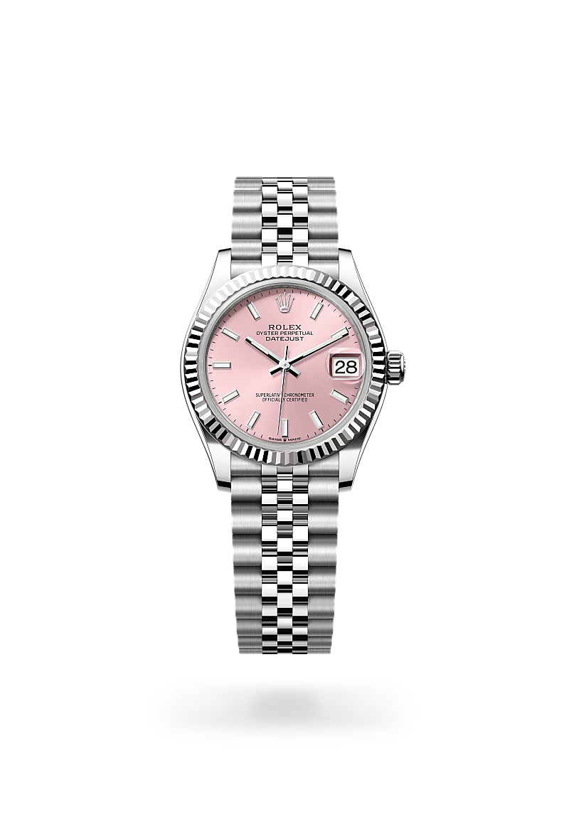 Rolex Datejust 31 in Oystersteel and white gold with a Pink dial, fluted bezel, and Jubilee bracelet - AH Riise Rolex Datejust 31 in Oystersteel and white gold with a Pink dial, fluted bezel, and Jubilee bracelet - AH Riise