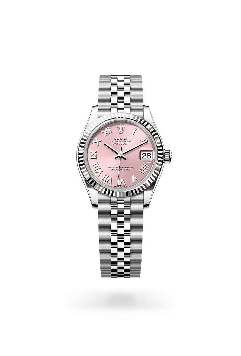Rolex Datejust 31 in Oystersteel and white gold with a Pink dial, fluted bezel, and Jubilee bracelet - AH Riise Rolex Datejust 31 in Oystersteel and white gold with a Pink dial, fluted bezel, and Jubilee bracelet - AH Riise