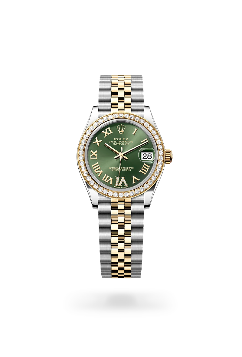 Rolex Datejust 31 inOystersteel, yellow gold and diamonds with a Olive green dial set with diamonds, bezel with diamonds, and Jubilee bracelet - AH Riise Rolex Datejust 31 inOystersteel, yellow gold and diamonds with a Olive green dial set with diamonds, bezel with diamonds, and Jubilee bracelet - AH Riise